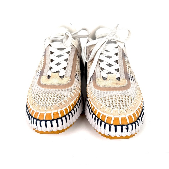 CHLOE Nama Stitch Walking Beige Biscotti Sneakers 38, 7.5 - Picture 6 of 13